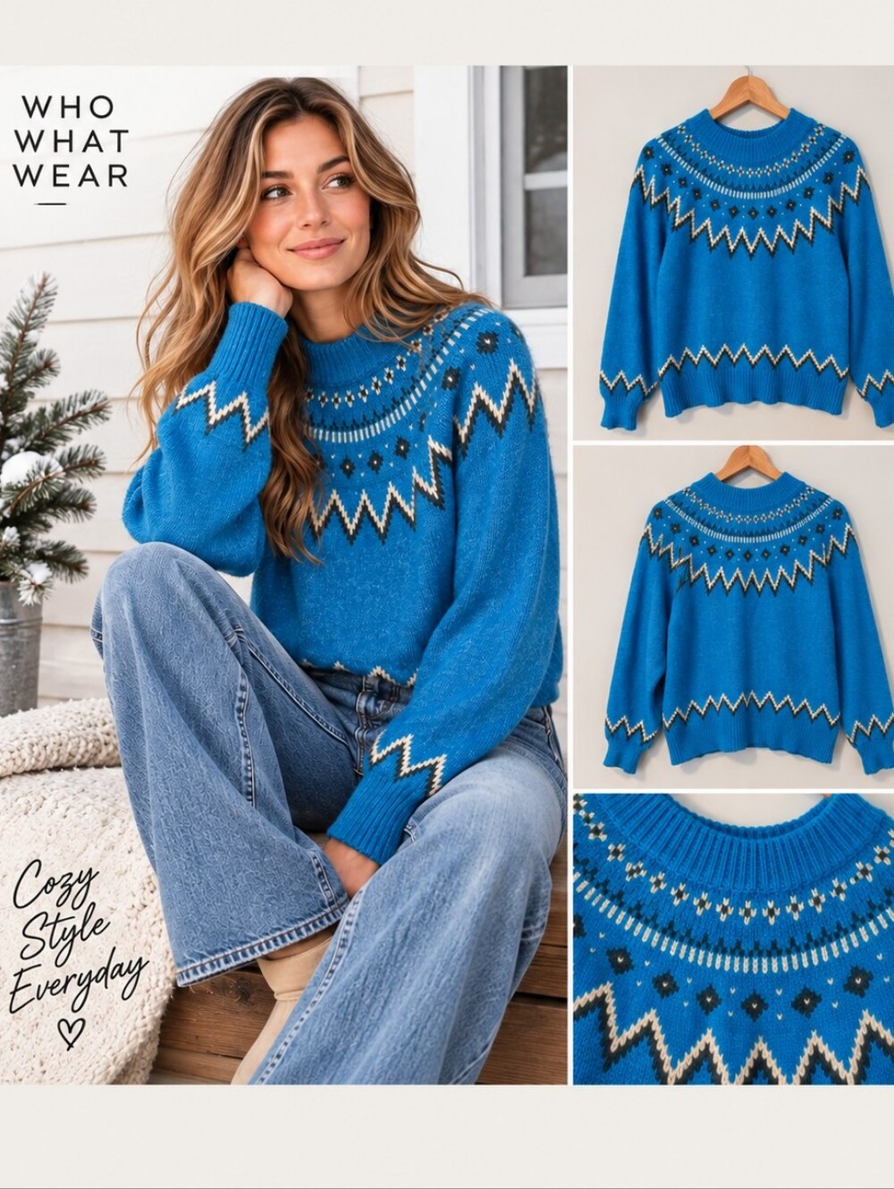 Who What Wear Fair Isle Nordic Yoke Sweater